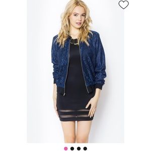 Blue lace bomber jacket size small